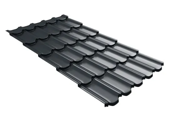 Металлочерепица квинта плюс с 3D резом 0,5 GreenСoat Pural Matt RR2Н3 (RAL 7016 антрацитово-серый) купить в Туране