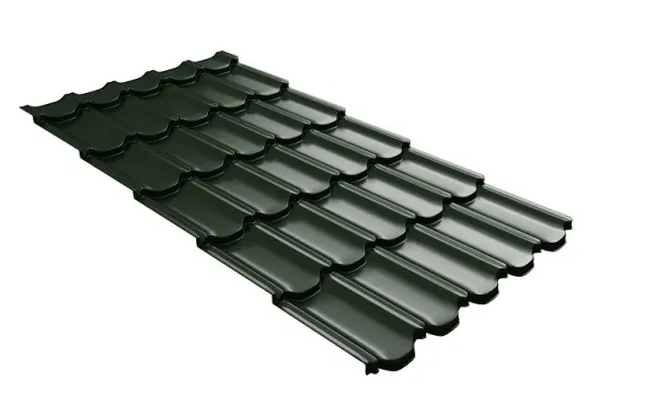 Металлочерепица квинта плюс с 3D резом 0,5 GreenСoat Pural RR 11 темно-зеленый (RAL 6020 хромовая зелень) купить в Туране