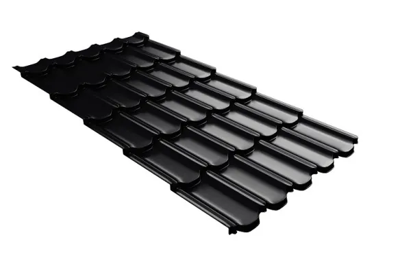 Металлочерепица квинта плюс с 3D резом 0,5 Quarzit lite RAL 9005 черный купить в Туране