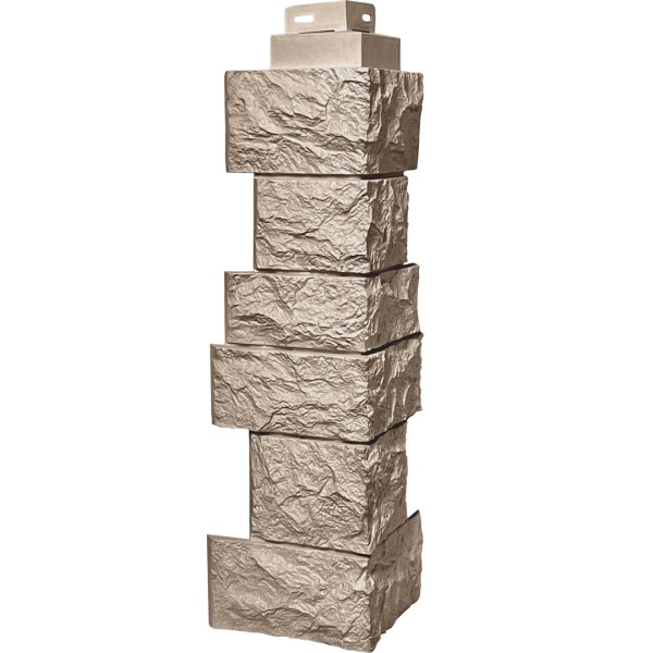 Цокольный сайдинг FineBer – Серия “Дикий камень”, Угол наружный, Песочный...  купить в Туране