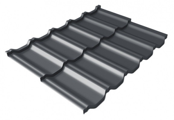 Металлочерепица модульная Квинта Uno Grand Line c 3D резом 0,5 Satin Мatt RAL 7024 мокрый асфальт купить в Туране
