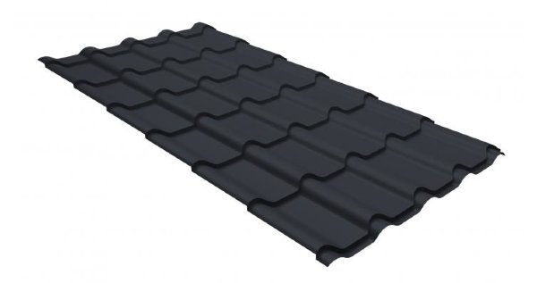 Металлочерепица камея GL 0,5 GreenCoat Pural matt RR 23 темно-серый (RAL 7024 мокрый асфальт) купить в Туране