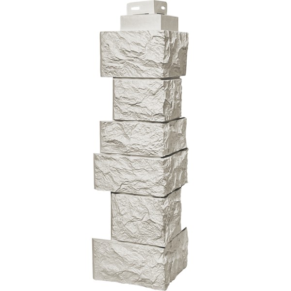 Цокольный сайдинг FineBer – Серия “Дикий камень”, Угол наружный, Жемчуг купить в Туране