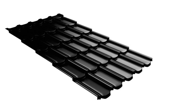 Металлочерепица квинта плюс с 3D резом 0,5 GreenСoat Pural Matt RR 33 черный (RAL 9005 черный) купить в Туране