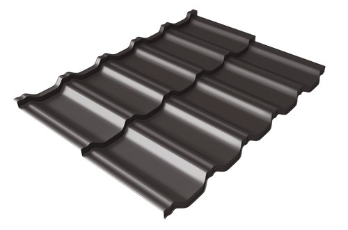 Металлочерепица модульная Квинта Uno Grand Line c 3D резом 0,5 GreenСoat Pural Matt RR 32 темно-коричневый (RAL 8019 серо-коричневый) купить в Туране