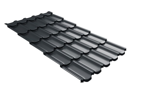 Металлочерепица квинта плюс с 3D резом 0,5 Satin RAL 7016 антрацитово-серый купить в Туране