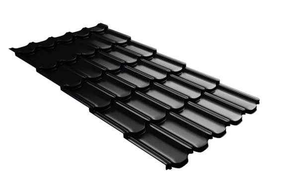 Металлочерепица квинта плюс с 3D резом 0,5 Satin Мatt RAL 9005 черный купить в Туране