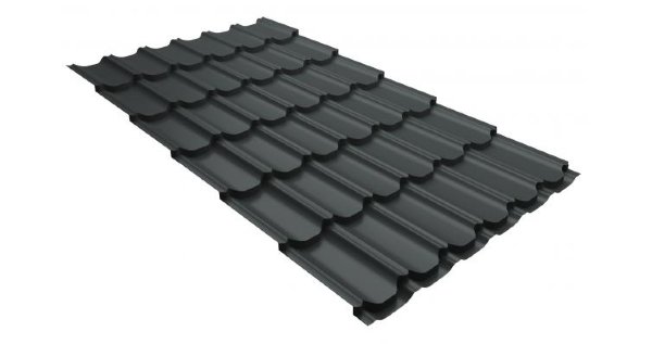 Металлочерепица квинта плюс 0,5 GreenCoat Pural RR 23 темно-серый (RAL 7024 мокрый асфальт) купить в Туране